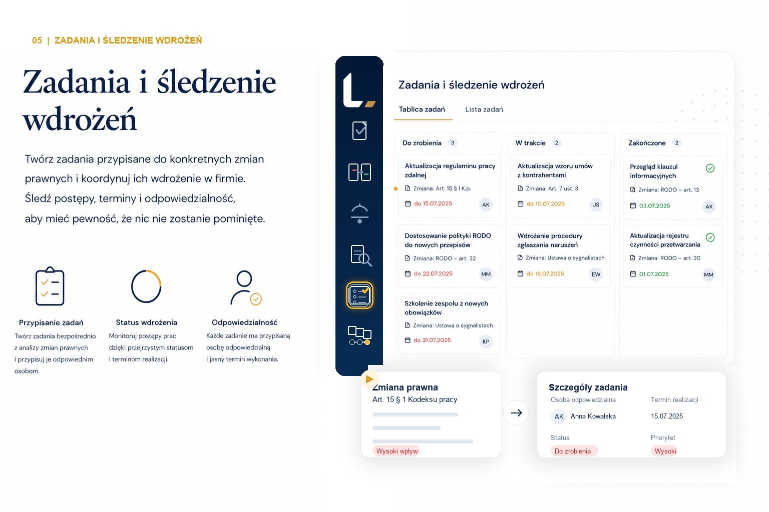 Zadania i śledzenie wdrożeń